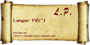 Langer Pál névjegykártya